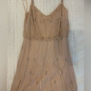 Adrianna Papell beaded blosun blush bridesmaid dress